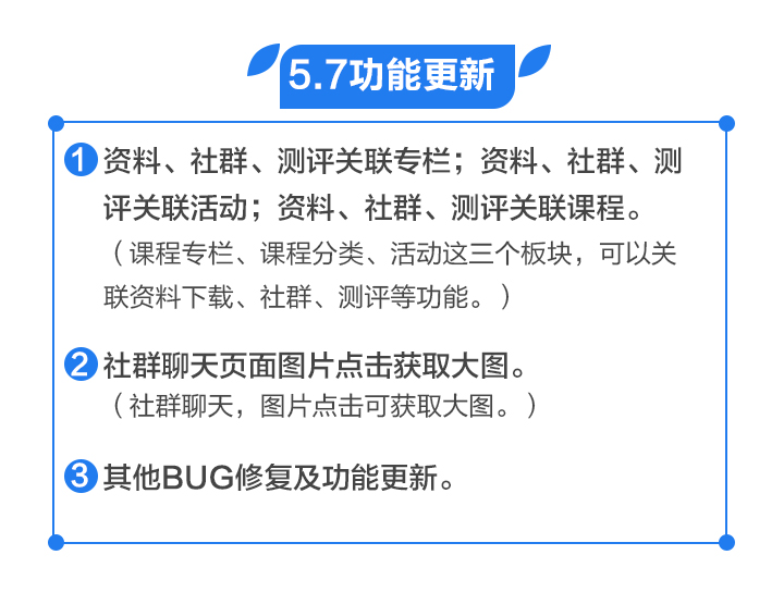 功能更新丨资料、社群、测评关联专栏、社群聊天页面图片获取大图等